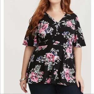 Torrid Floral Jersey Knit Top Size 1X